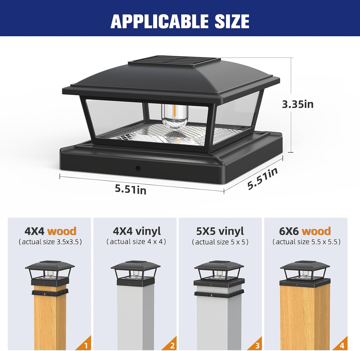 Detalle 2 de APONUO 18171BDR Solar Post Cap Lights, 2 Brightness Modes, 8-Pack