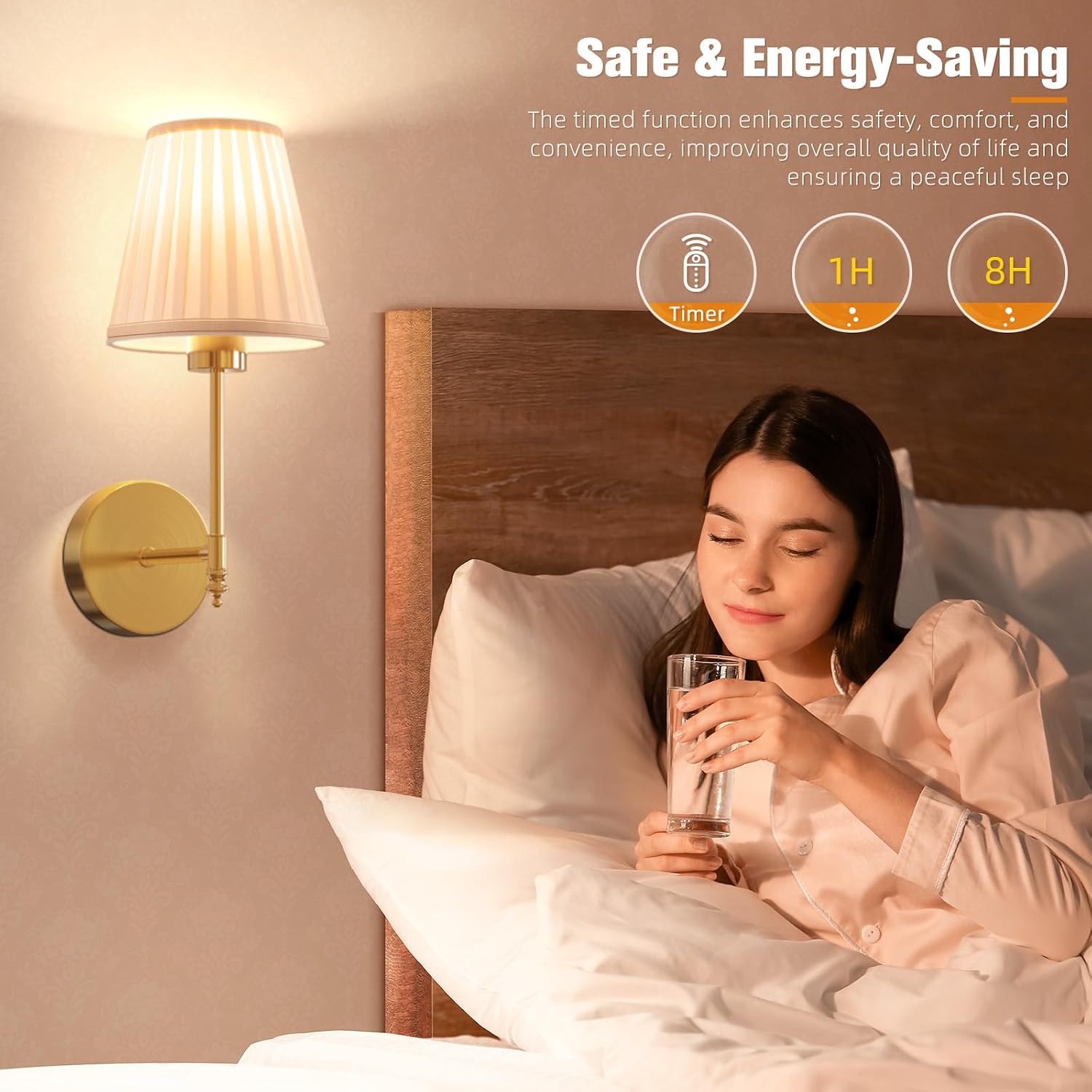 Detalle 2 de NIORSUN 14.5 Inch Battery Operated Wall Sconce Set of 2