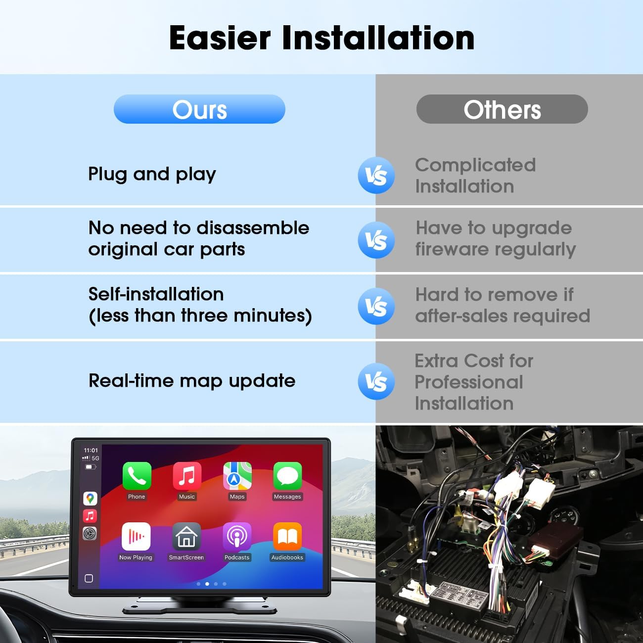 Thumbnail 5 de Topexplore 9-Inch Wireless CarPlay & Android Auto Car Screen with Bluetooth, Mirror Link, and Voice Control