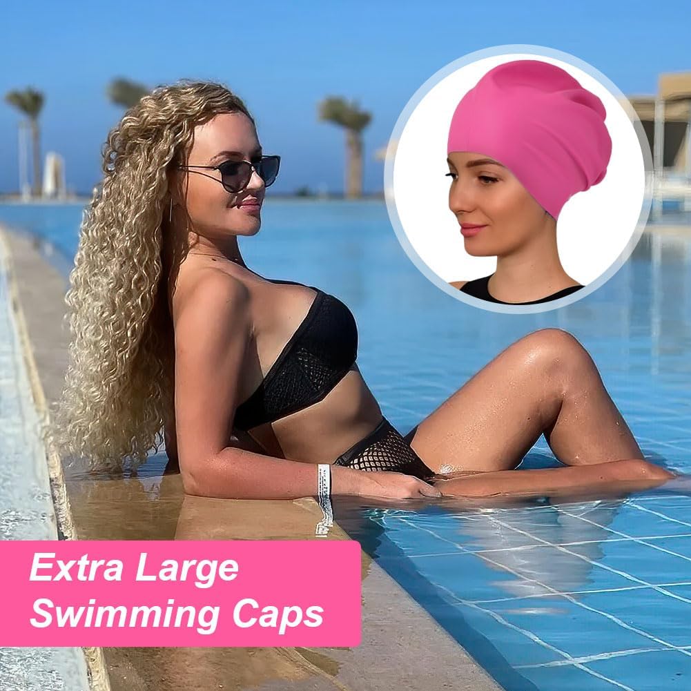 Thumbnail 6 de AMFUN Silicone Cover Ears Swimming Caps for Long Hair (Adult Unisex)