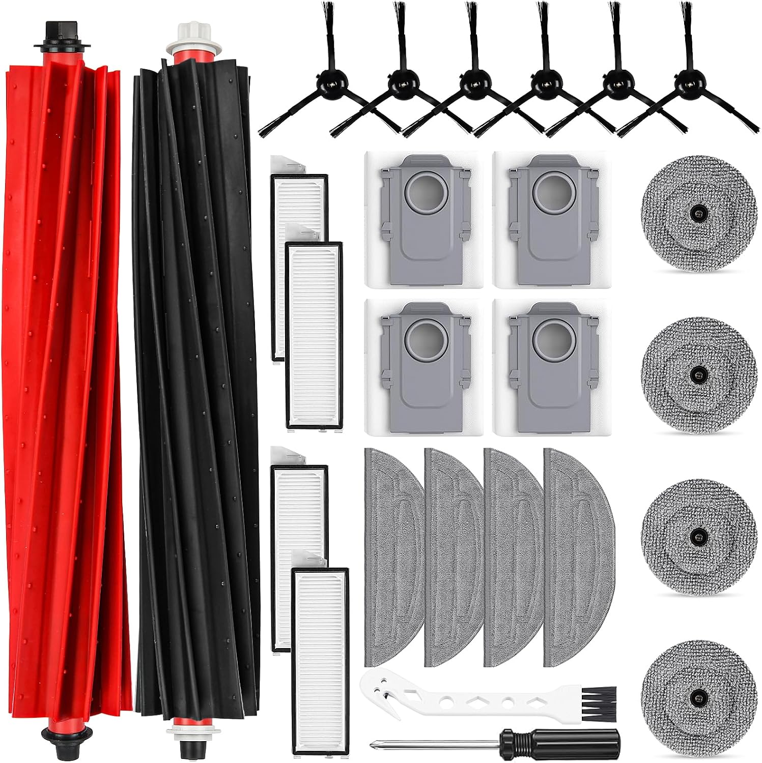 Detalle de Alloytool 26-teiliges Zubehör-Set für Roborock S8 MaxV Ultra (Ersatzbürsten, Staubbeutel, Filter & Wischzubehör)