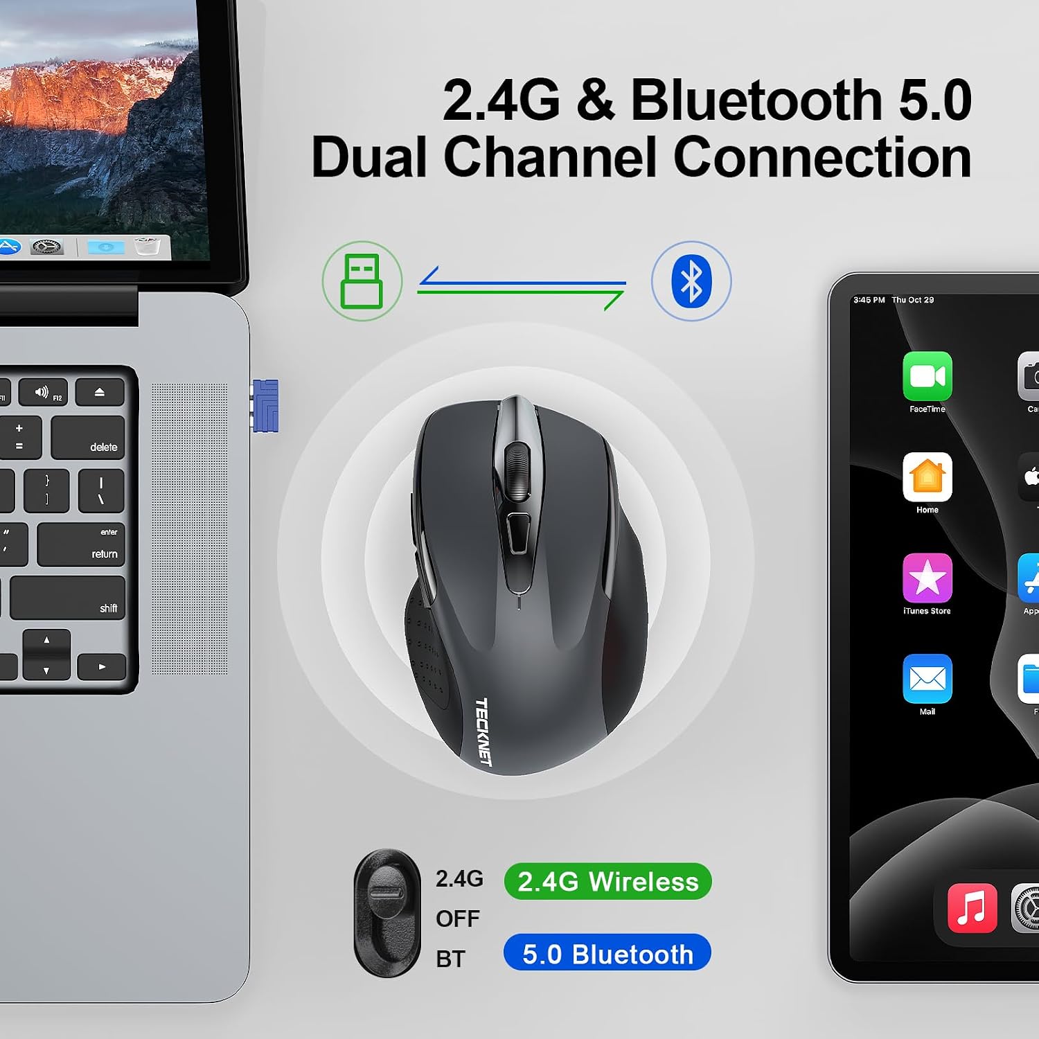 Detalle de TECKNET Bluetooth Mouse 4800DPI