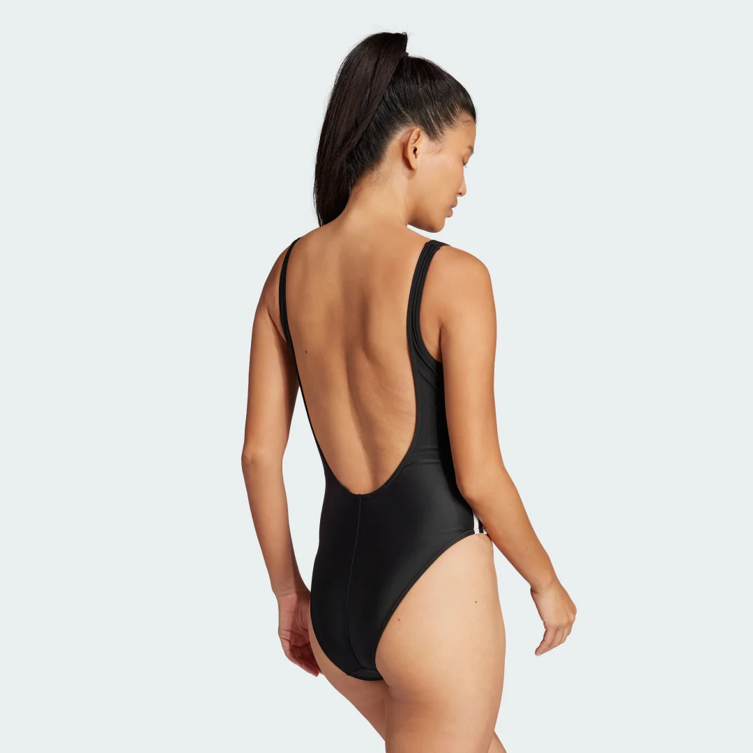 Detalle de Bañador Adicolor 3 bandas de Adidas — negro, estilo clásico y comodidad para playa o piscina