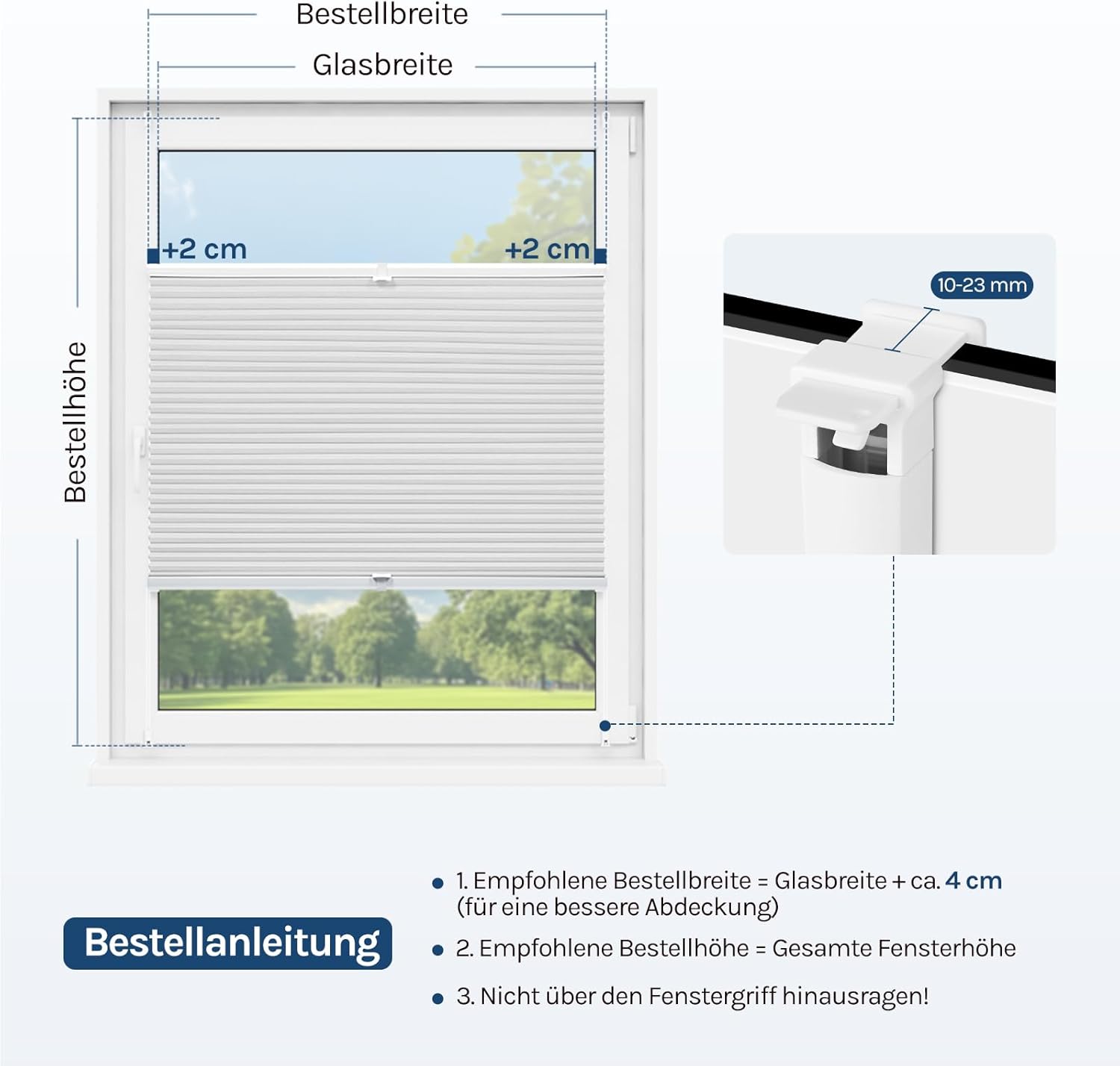 Thumbnail 6 de WOLTU Wabenplissee (Thermo) ohne Bohren – verdunkelndes Doppelplissee Klemmfix 80x220 cm in Weiß-Weiß