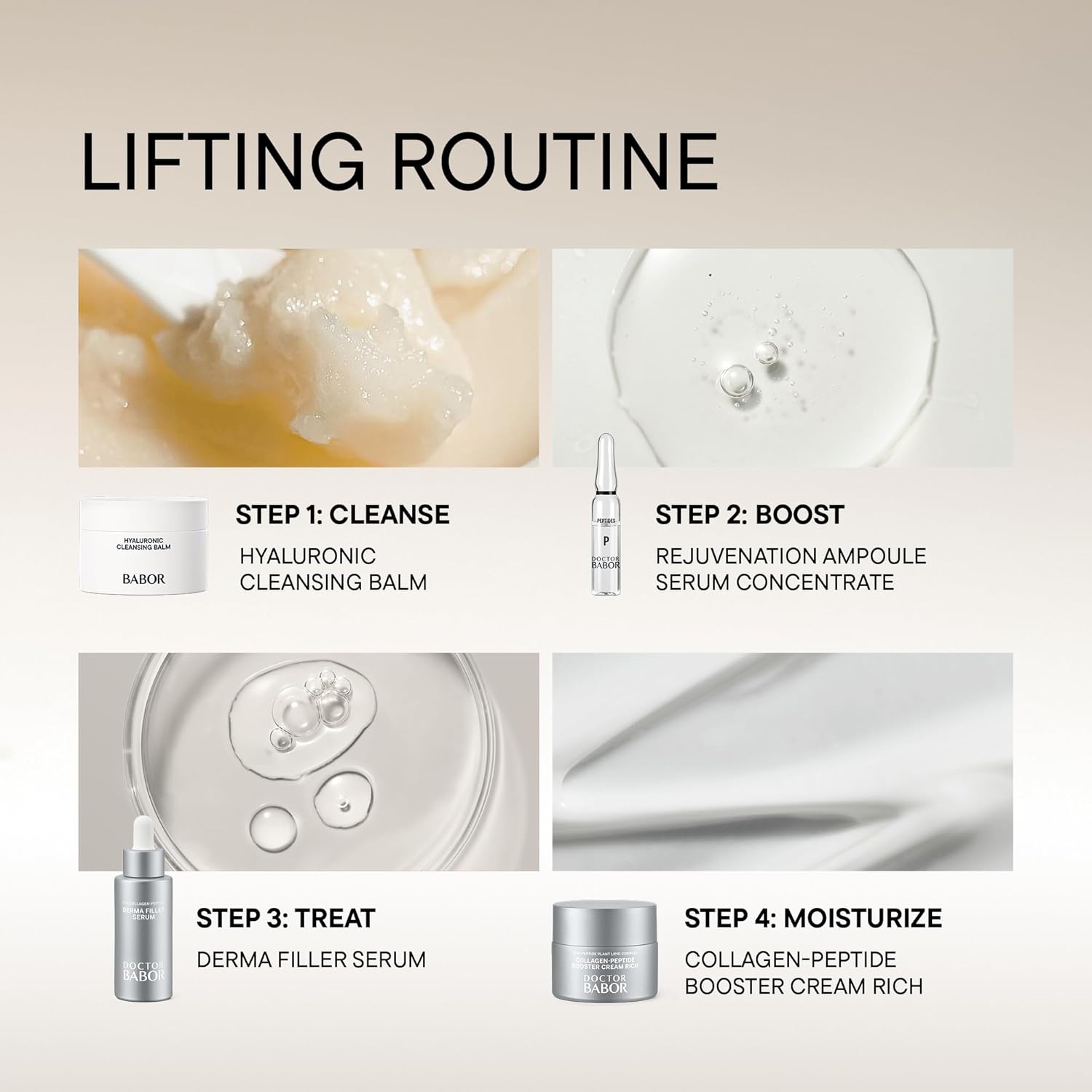 Detalle de DOCTOR BABOR Collagen-Peptide Booster Cream Rich: crema viso intensiva antietà per pelli mature e secche