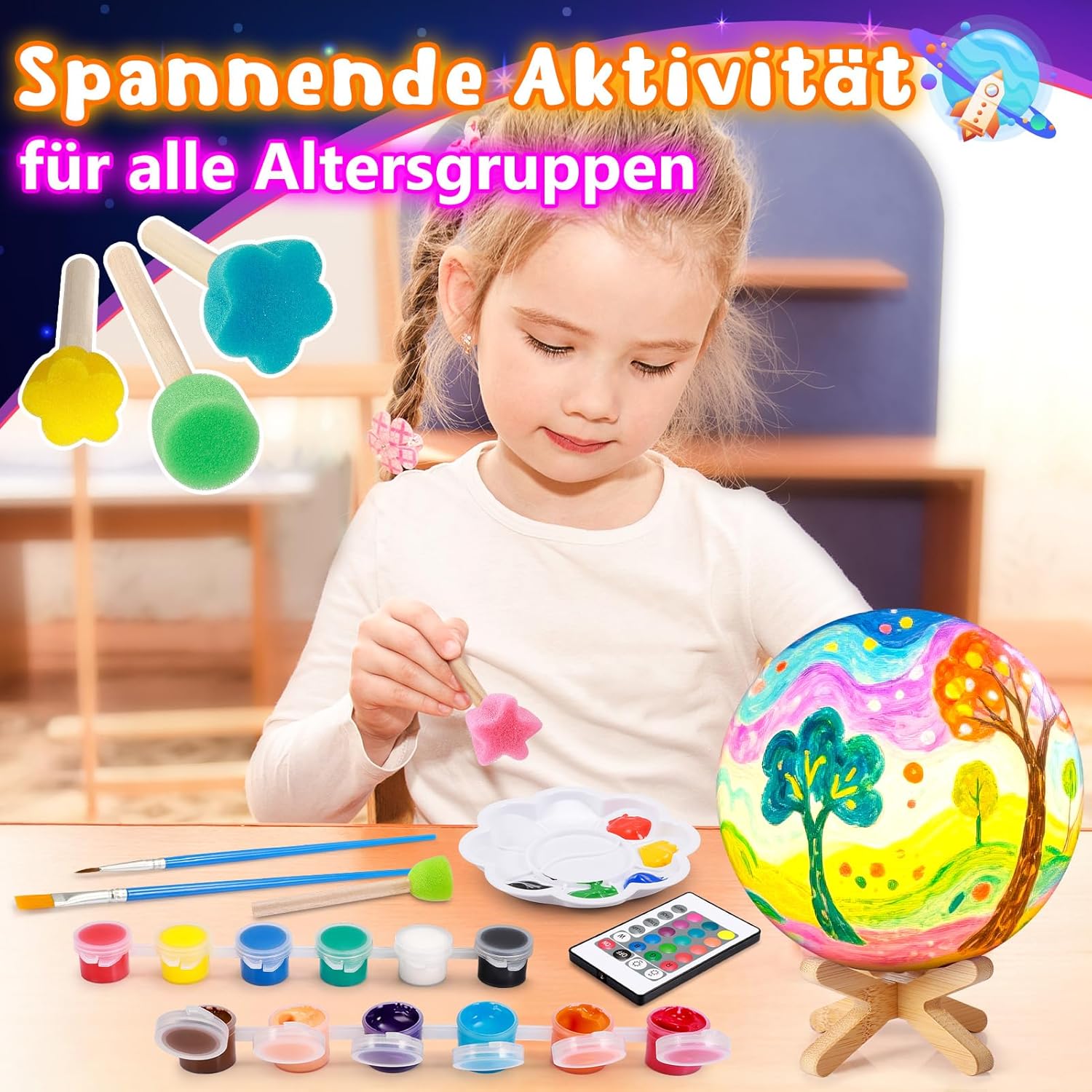 Detalle 2 de Toyzey Mondlampen-Bastelset ab 6–12 Jahren – Kreatives Nachtlicht Basteln für Mädchen und Jungen