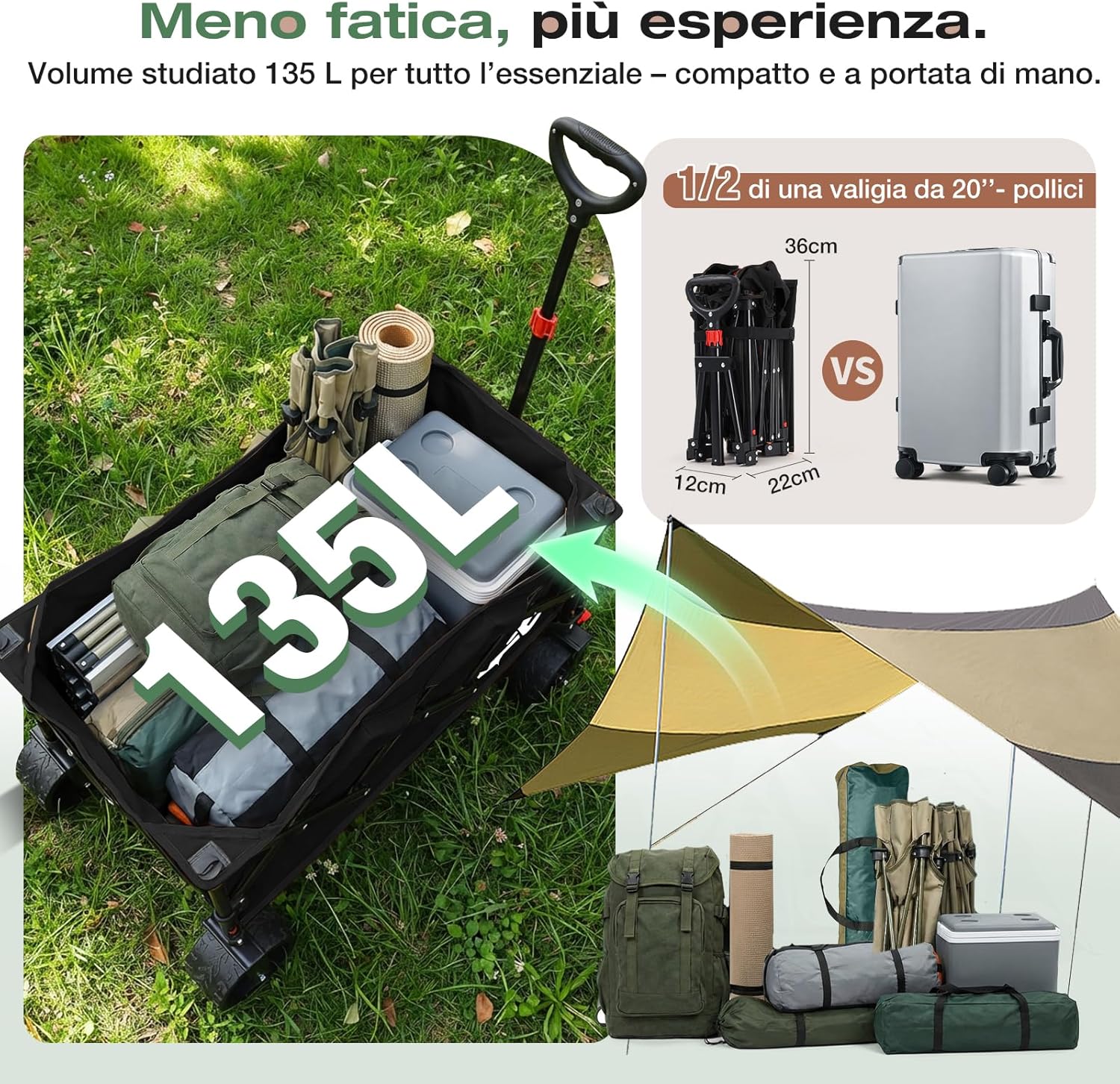 Thumbnail 4 de Sekey Carrello Pieghevole XXL 135L da 150 kg con ruote da 8,5 cm e freno SE4031 (nero)