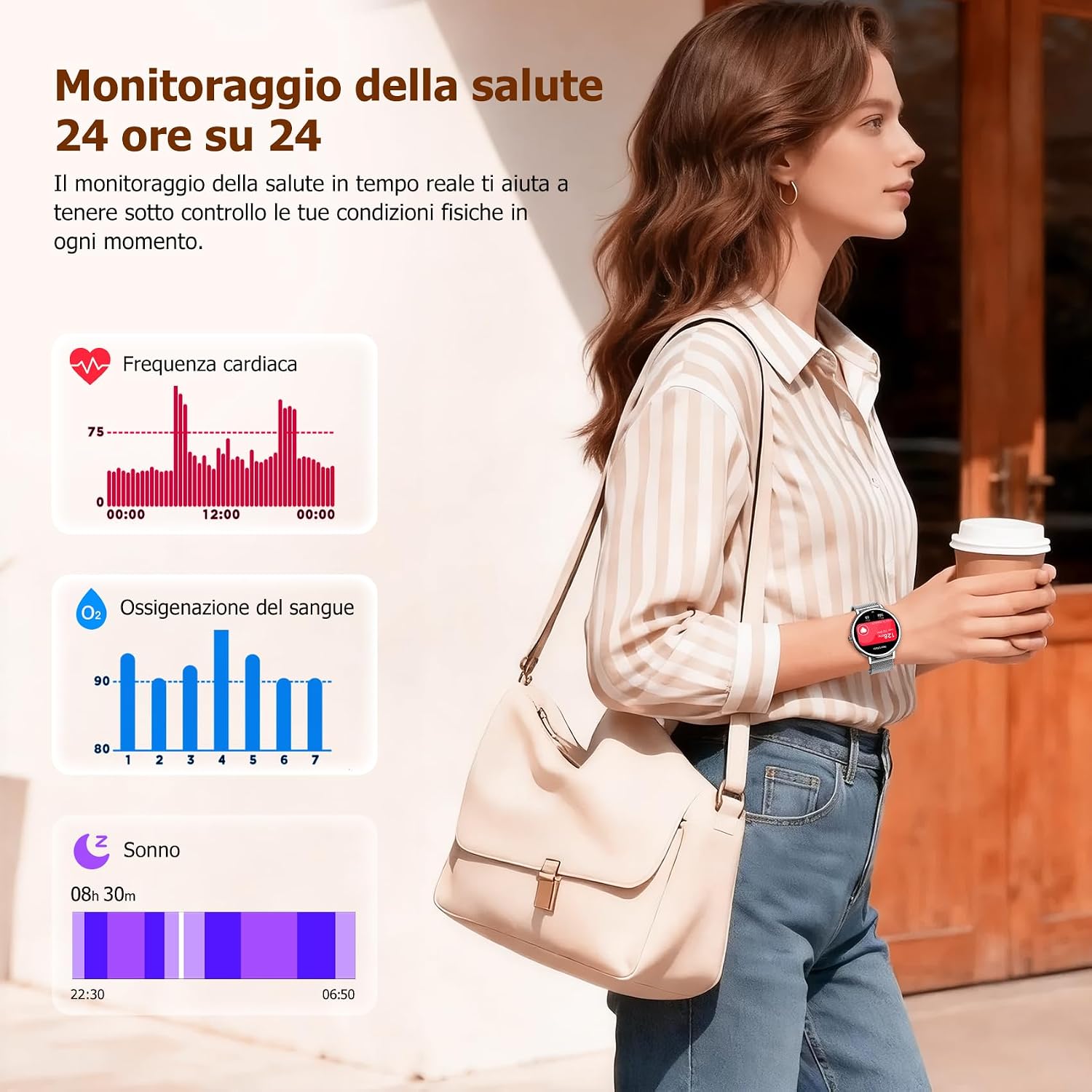 Detalle de IOWODO Smartwatch Donna Elegante 1.26": stile, salute e connettività sul polso