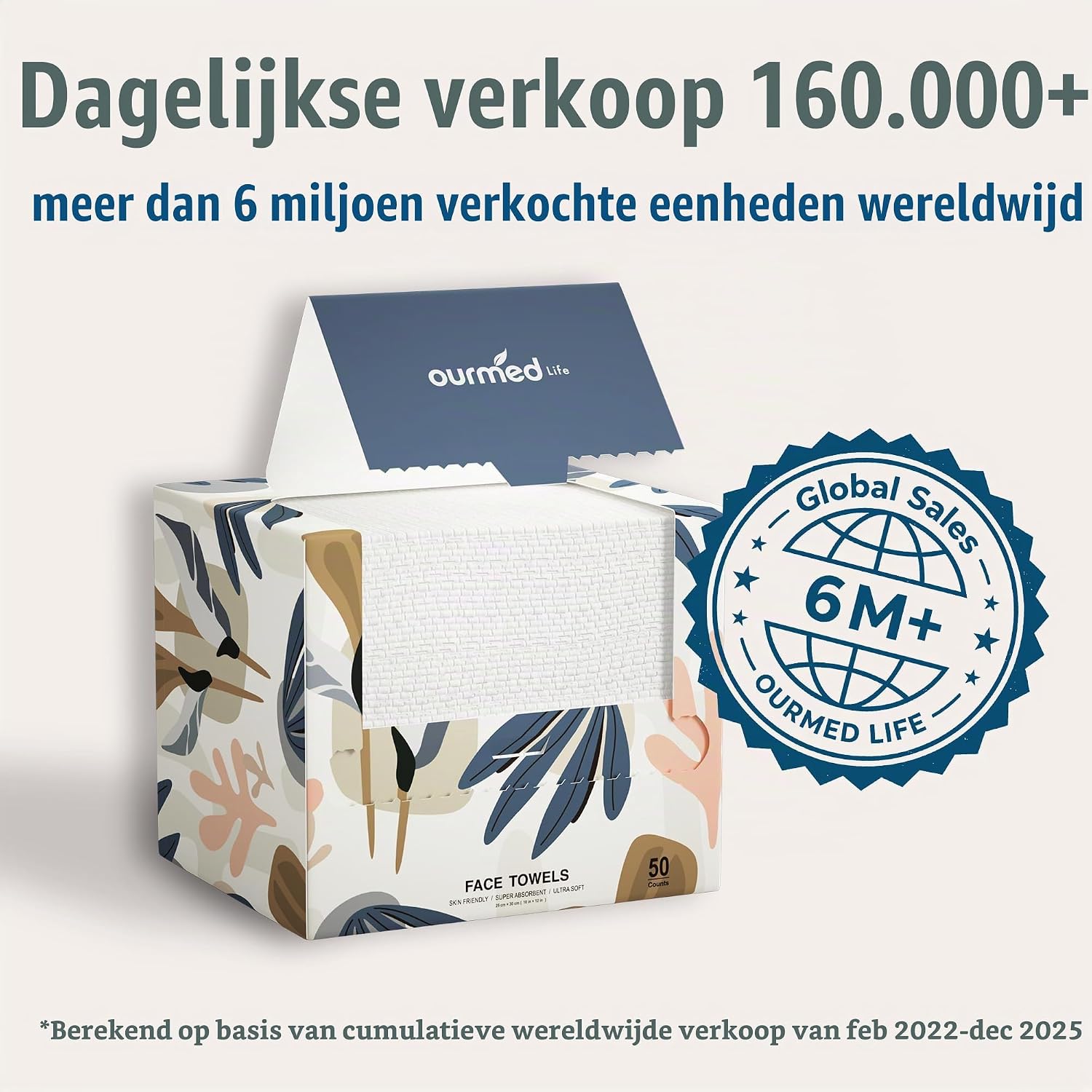 Thumbnail 3 de Ourmed Life EF-Face Towels-50CT gezichtsdoekjes, biologisch afbreekbaar en pluisvrij