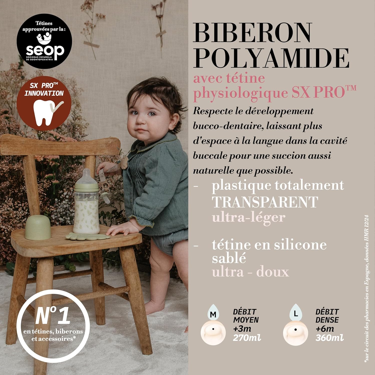 Thumbnail 2 de Suavinex Biberon da 360 ml con tettarella SX Pro in silicone, flusso denso e valvola anticolica – Rosa
