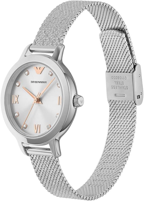 Thumbnail 4 de EMPORIO ARMANI Damenuhr 32 mm Silberton – Quarz-Dreizeigerwerk, Edelstahlband (Milanaise)