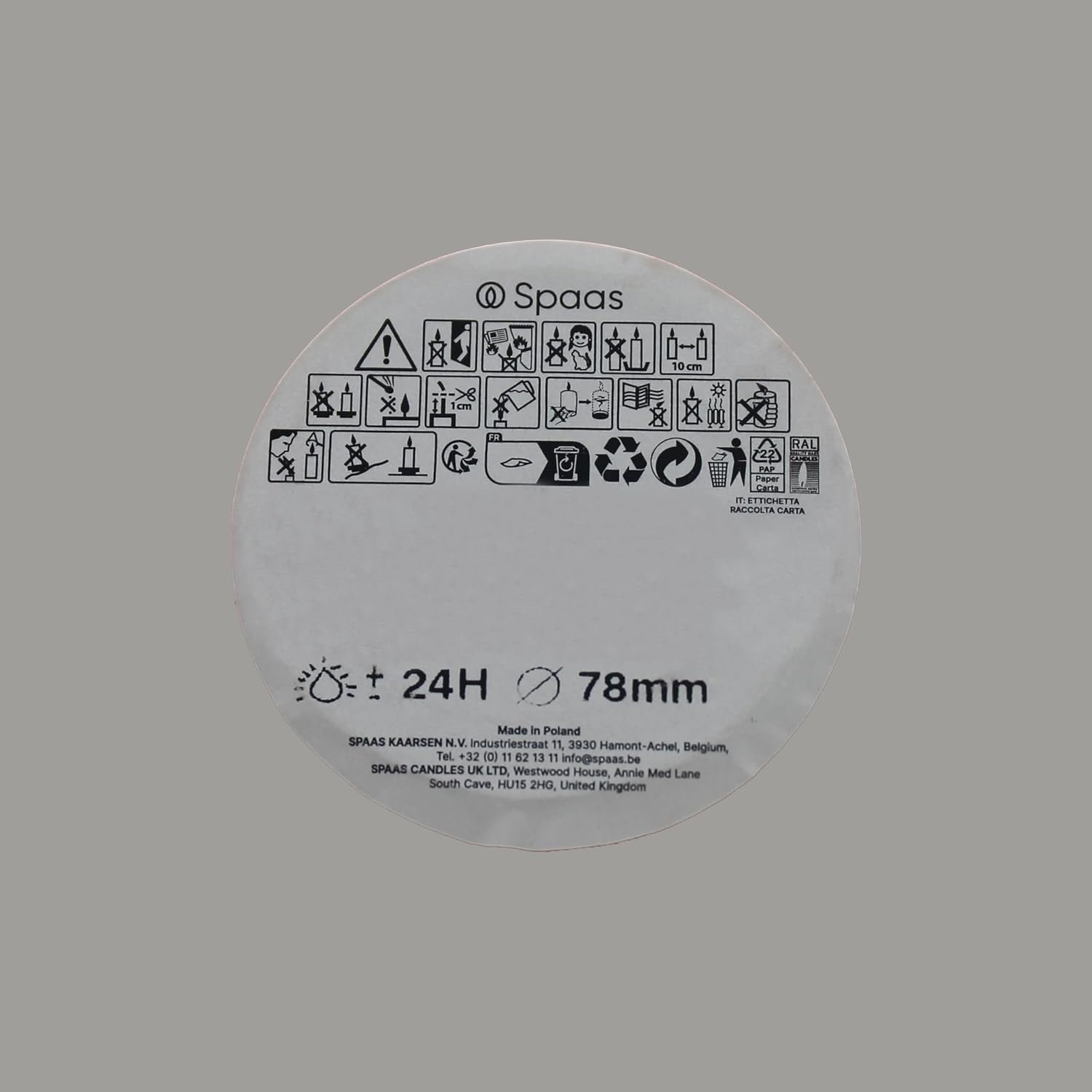 Detalle de Spaas Bougie Boule Rustique 80 mm – 24h (orange)