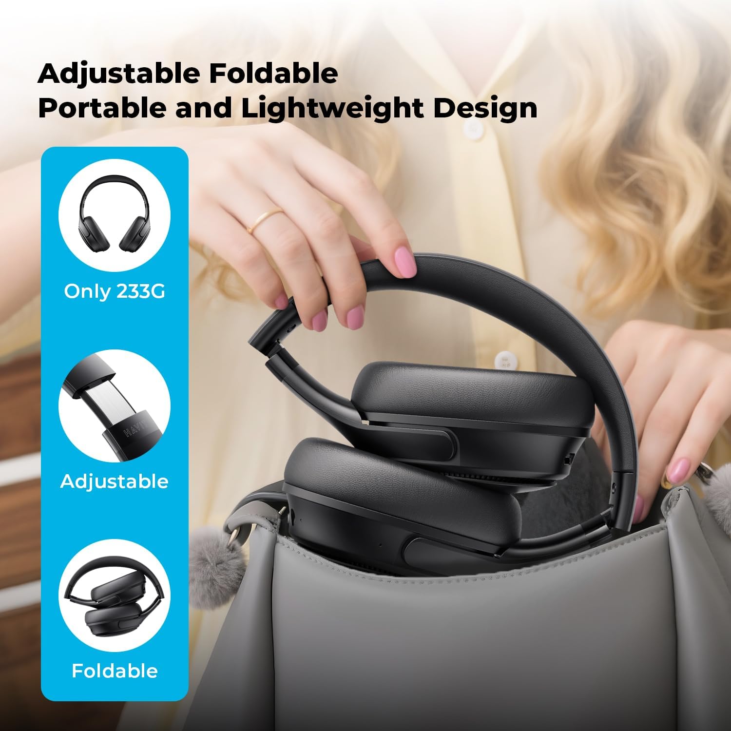 Detalle de Havit Over-Ear Headphones, 50-Hour Battery Life