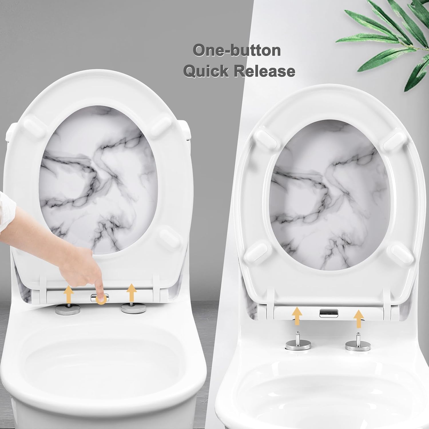 Detalle de WOLTU Toilettendeckel mit Absenkautomatik – O-Form WC-Sitz, 175 kg Tragkraft, Schnellverschluss