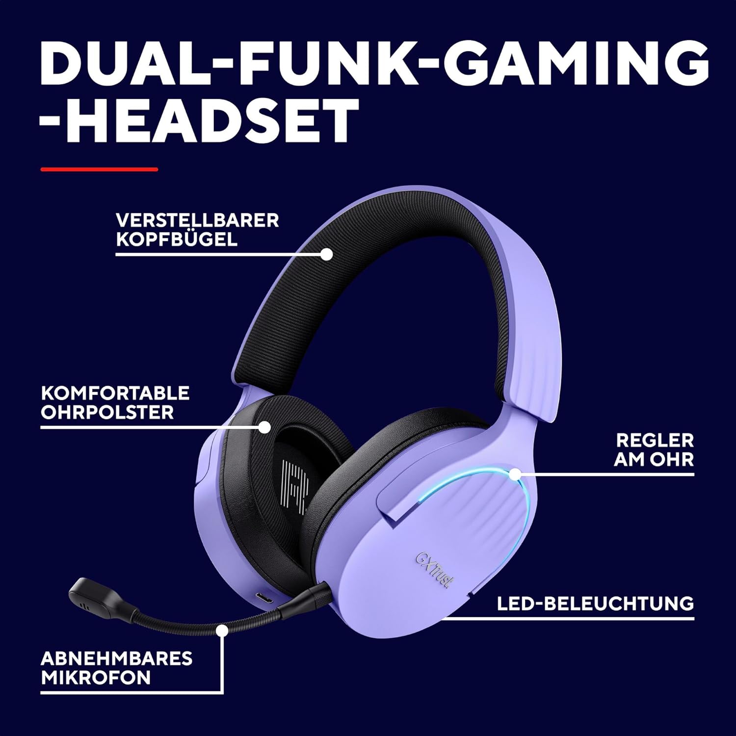 Thumbnail 1 de Trust Gaming GXT 491P Fayzo Gaming Headset – kabellos, 7.1 Surround, Bluetooth & 50 mm Treiber