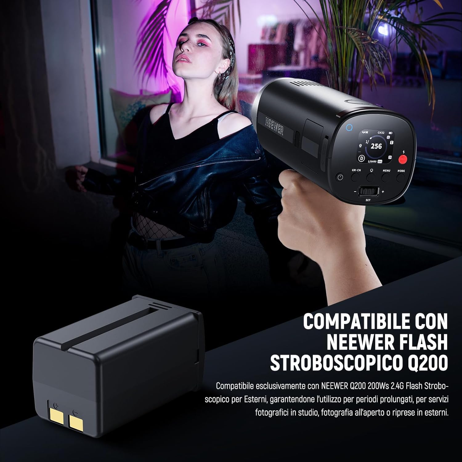 Thumbnail 2 de NEEWER batteria sostitutiva per Q200 2.4G (14,8V/3200mAh) per flash stroboscopico