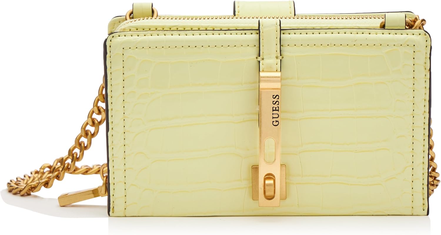 Detalle de GUESS Desideria Flap Shoulder Bag — Élégance sobre en similicuir