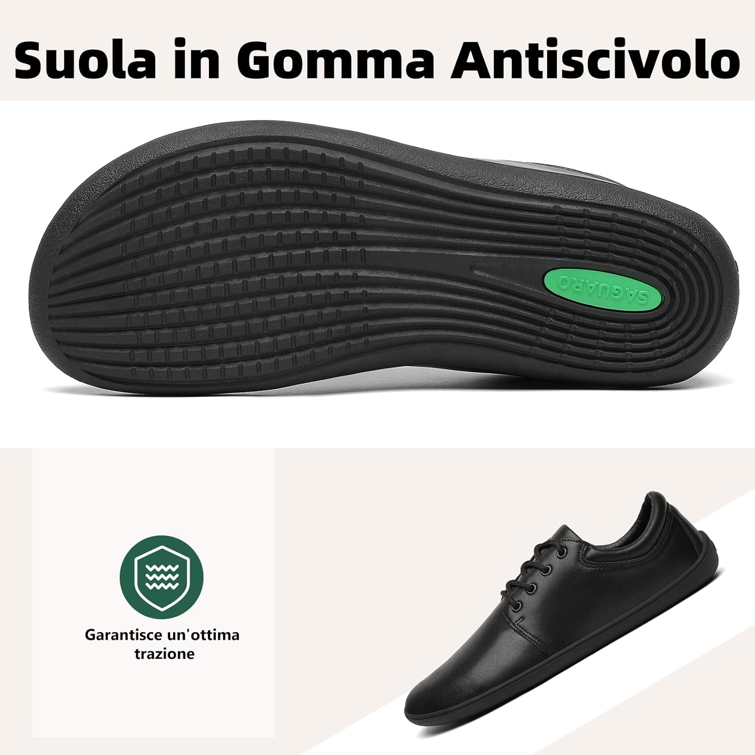 Detalle 2 de SAGUARO Scarpe Barefoot Uomo – Minimaliste, Wide Toe Box e stile business casual (Gr.36-48)