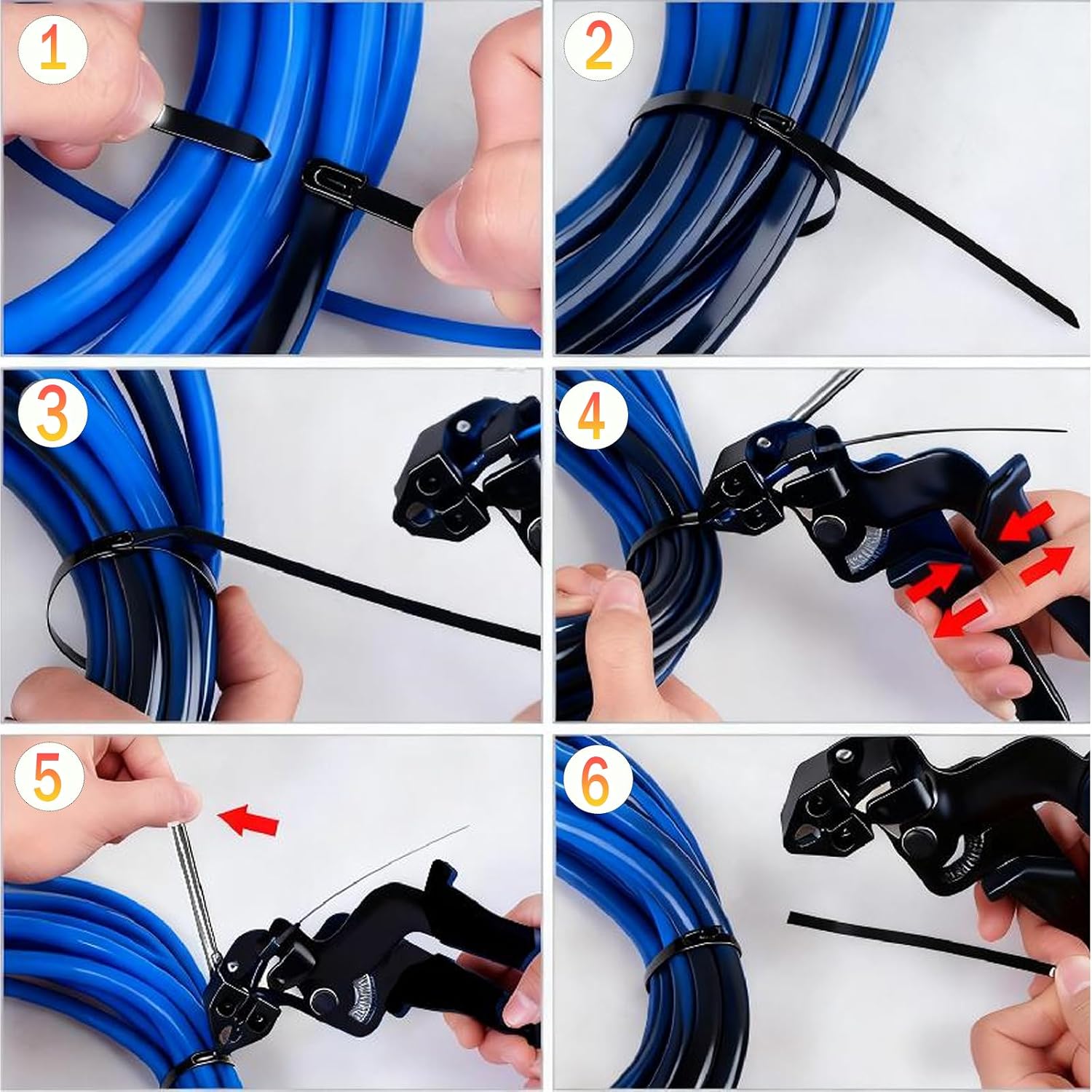 Thumbnail 5 de YEAZHEN YZMZTWCTG-200PB Stainless Steel Cable Tie Gun Kit, 200 Black Ties