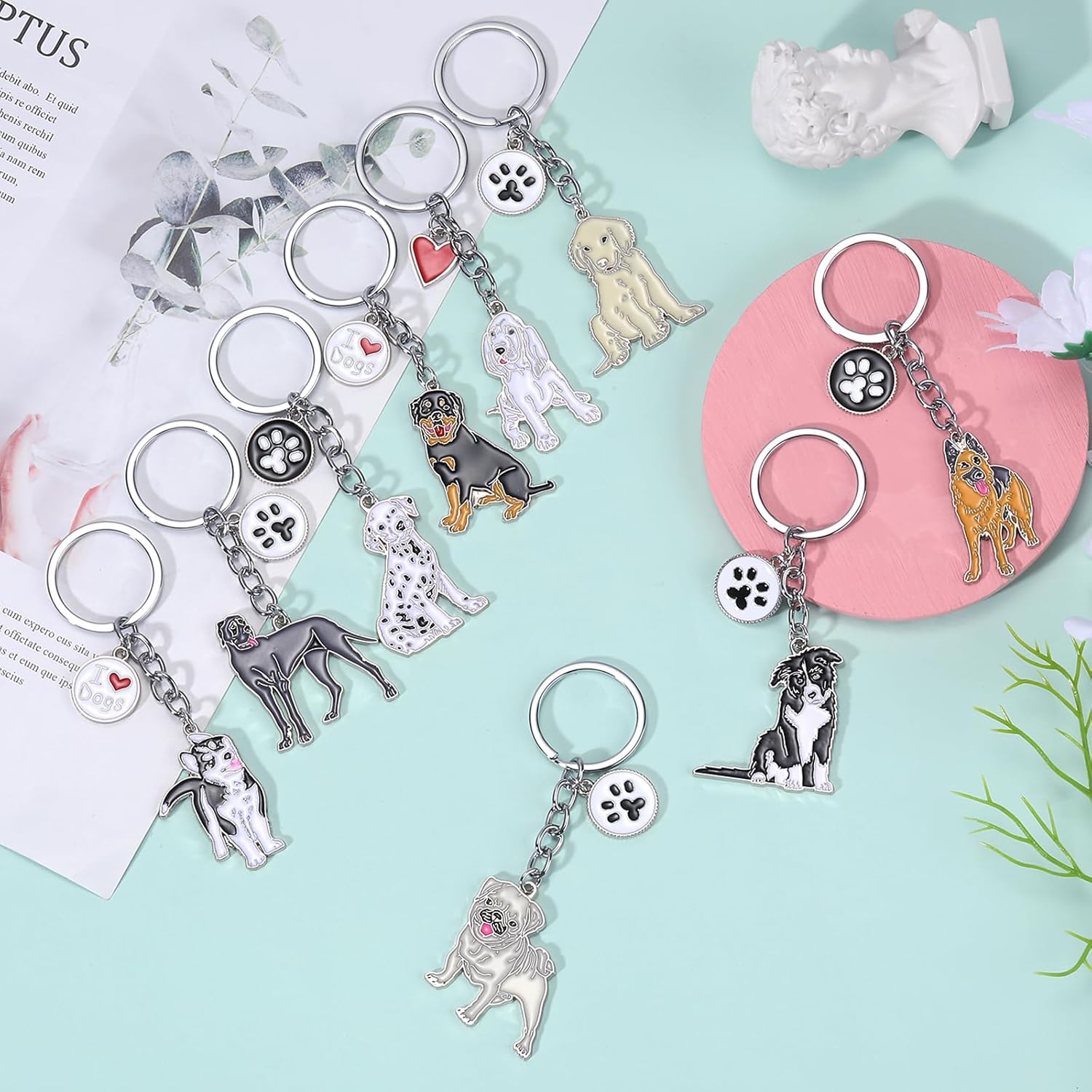 Detalle 2 de WEWAYSMILE Dog Key-Ring Keychain – Small Metal Pup Charm for Cars, Bags and Keys