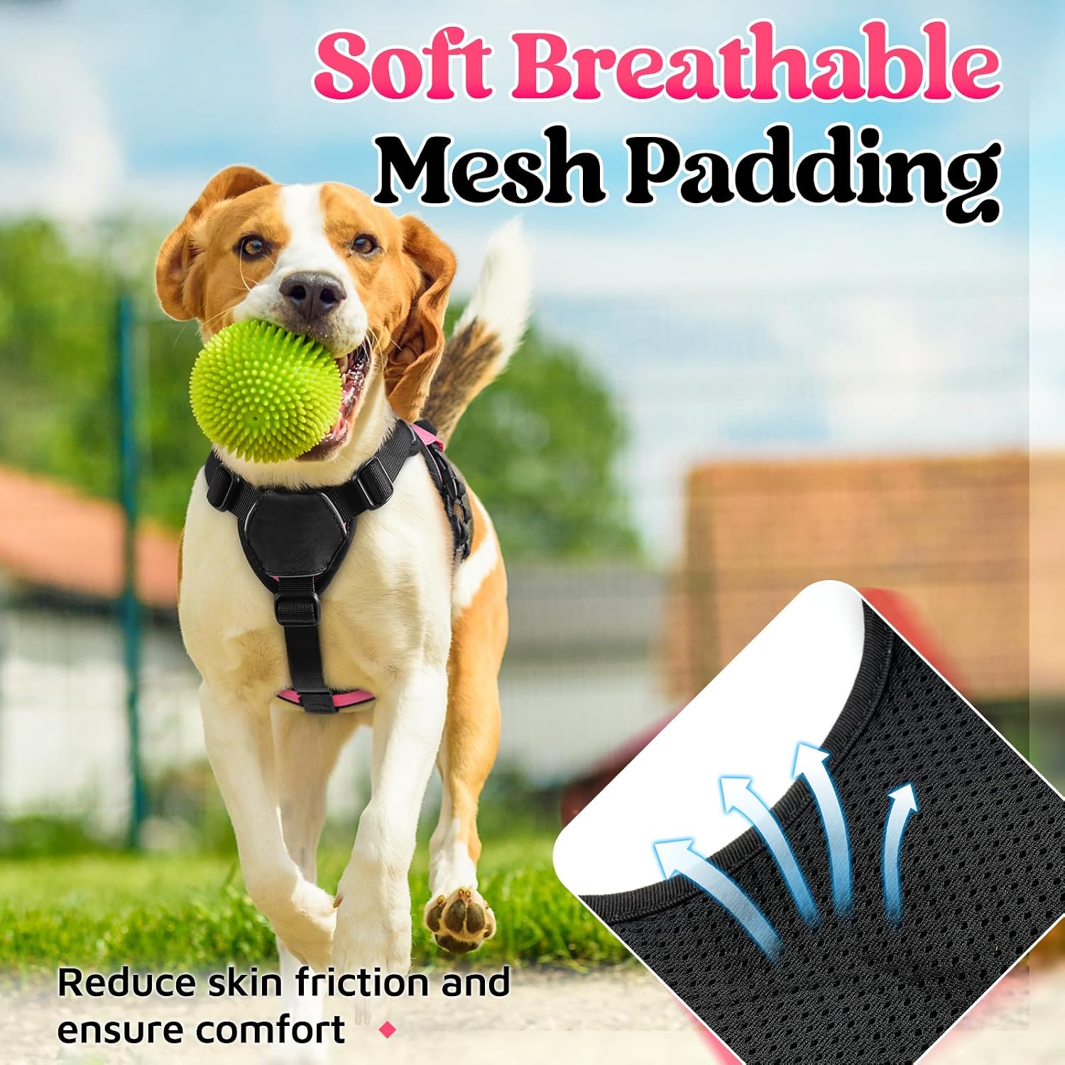 Thumbnail 6 de rabbitgoo Escape-Proof Dog Harness (Medium) with Large Handle – Adjustable Anti-Pull Reflective Vest for Outdoor Training & Service Dogs, Pink