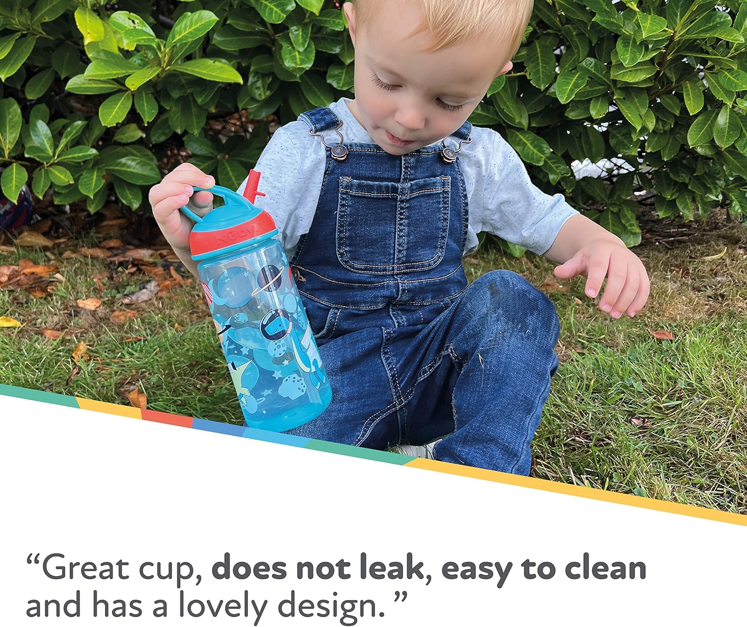 Detalle de Nuby Super Flip Water Bottle - No Spill Active Toddler Sippy Cup (540ml/18oz) – 2 Pack with Carry Handle