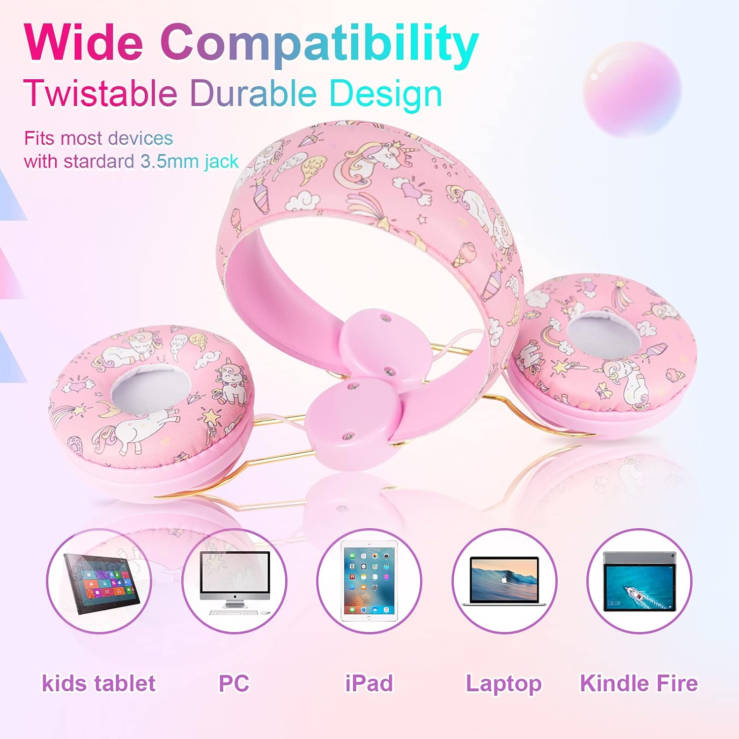 Thumbnail 5 de JYPS Kids Headphones unicorn design