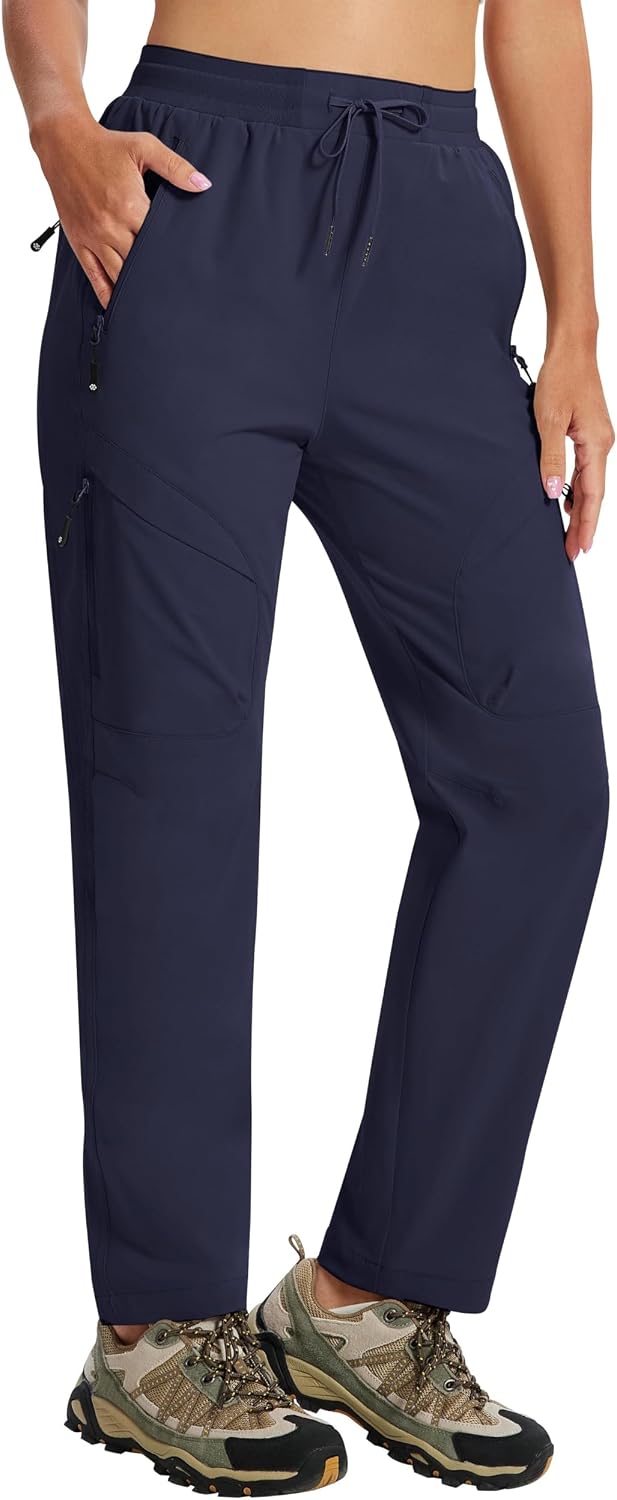Detalle de AIRIKE Women's Hiking Cargo Pants, Lightweight Quick-Dry, UPF 50+, 5 Zipper Pockets