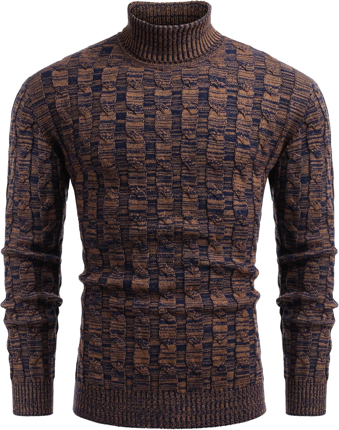 Detalle de COOFANDY Pull homme col roulé à manches longues en maille – pull basique