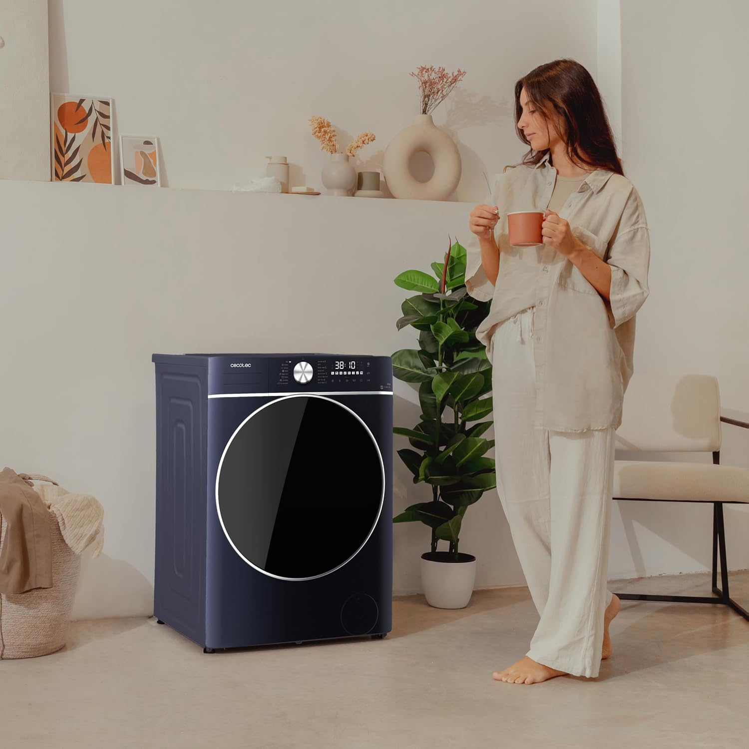 Detalle de Cecotec Bolero Wash&Dry 8580 – Lave-linge séchant frontal 8,5 kg, Inverter Plus, 16 programmes et SteamMax