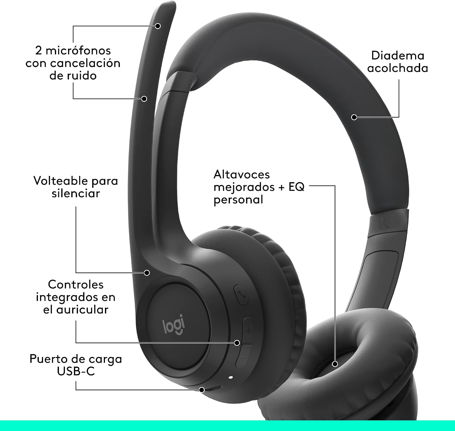 Thumbnail 5 de Logitech Zone 300 auriculares Bluetooth con cancelación de ruido