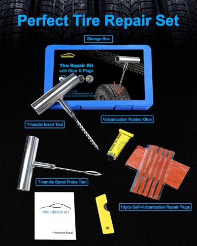 Detalle de Beanewone Kit Antipinchazos para Coche: 10 tiras, sonda en T y estuche para reparaciones rápidas