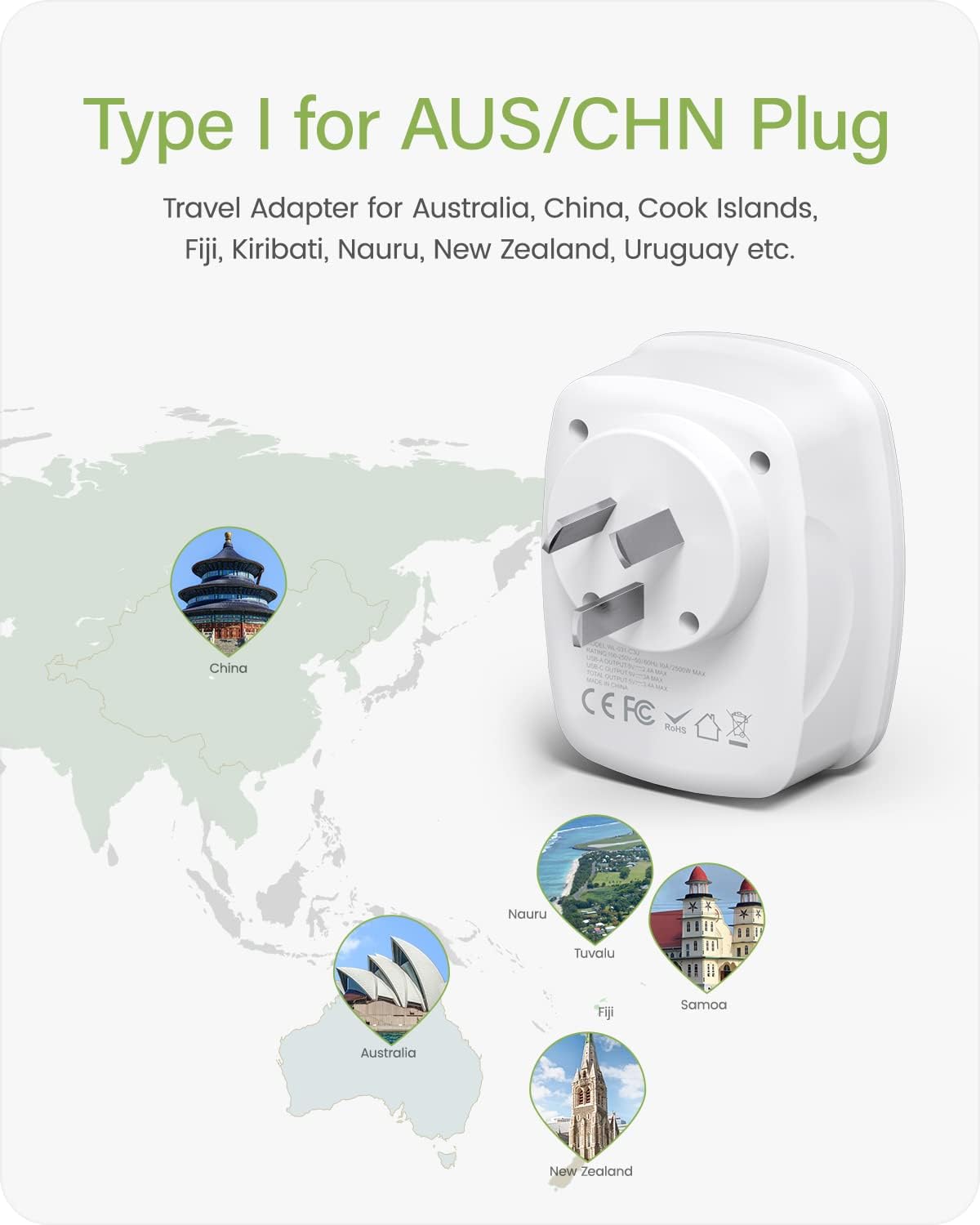 Thumbnail 6 de LENCENT Reiseadapter Australien/Deutschland mit 3×USB und 1×USB‑C (Typ I), Netzadapter für AUS/CN