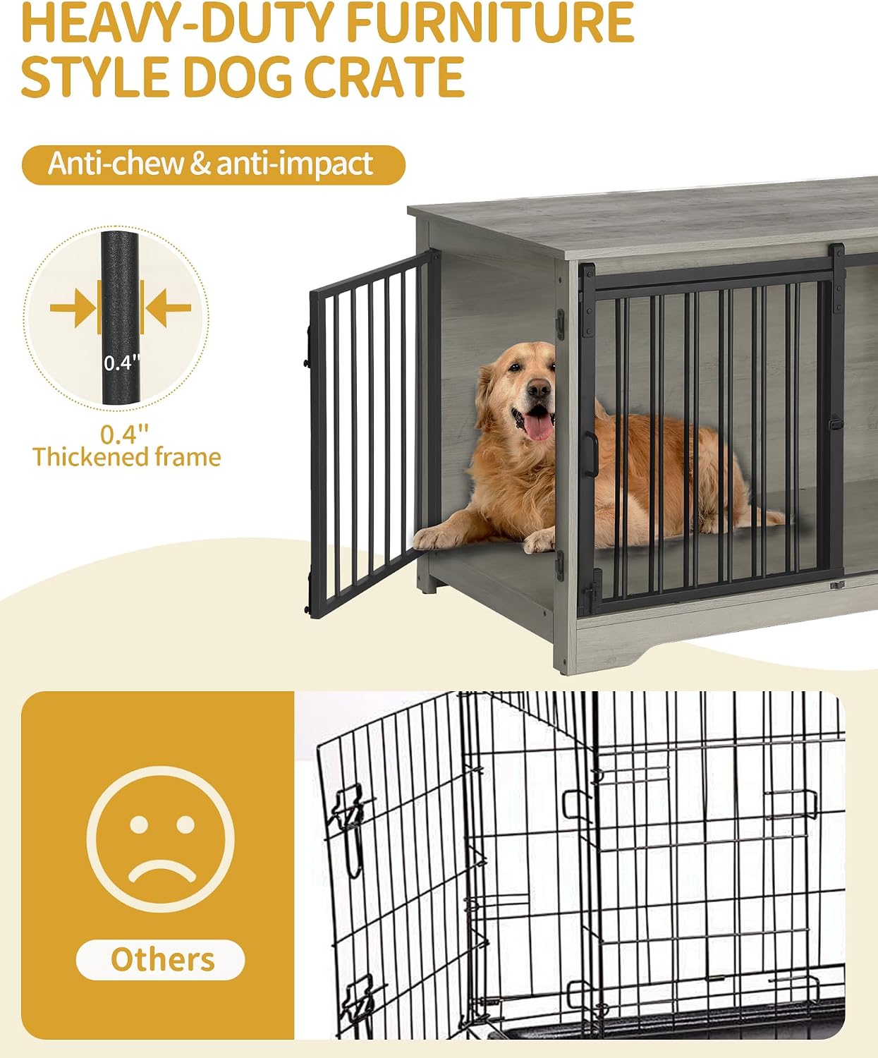 Thumbnail 4 de Hzuaneri 100cm Gabbia per cani 60×100×68 cm