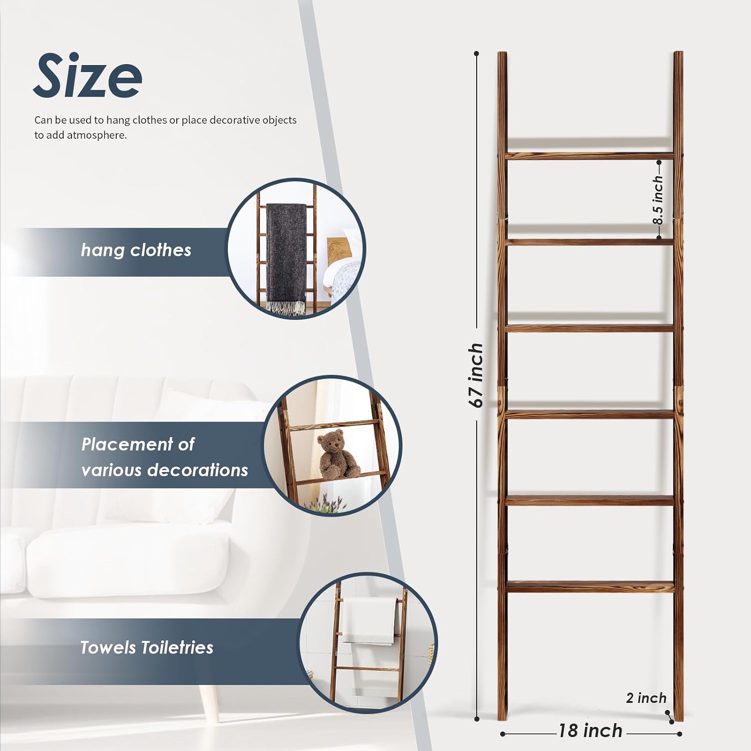 Detalle 2 de Wooden Blanket Ladder, 6-Tier