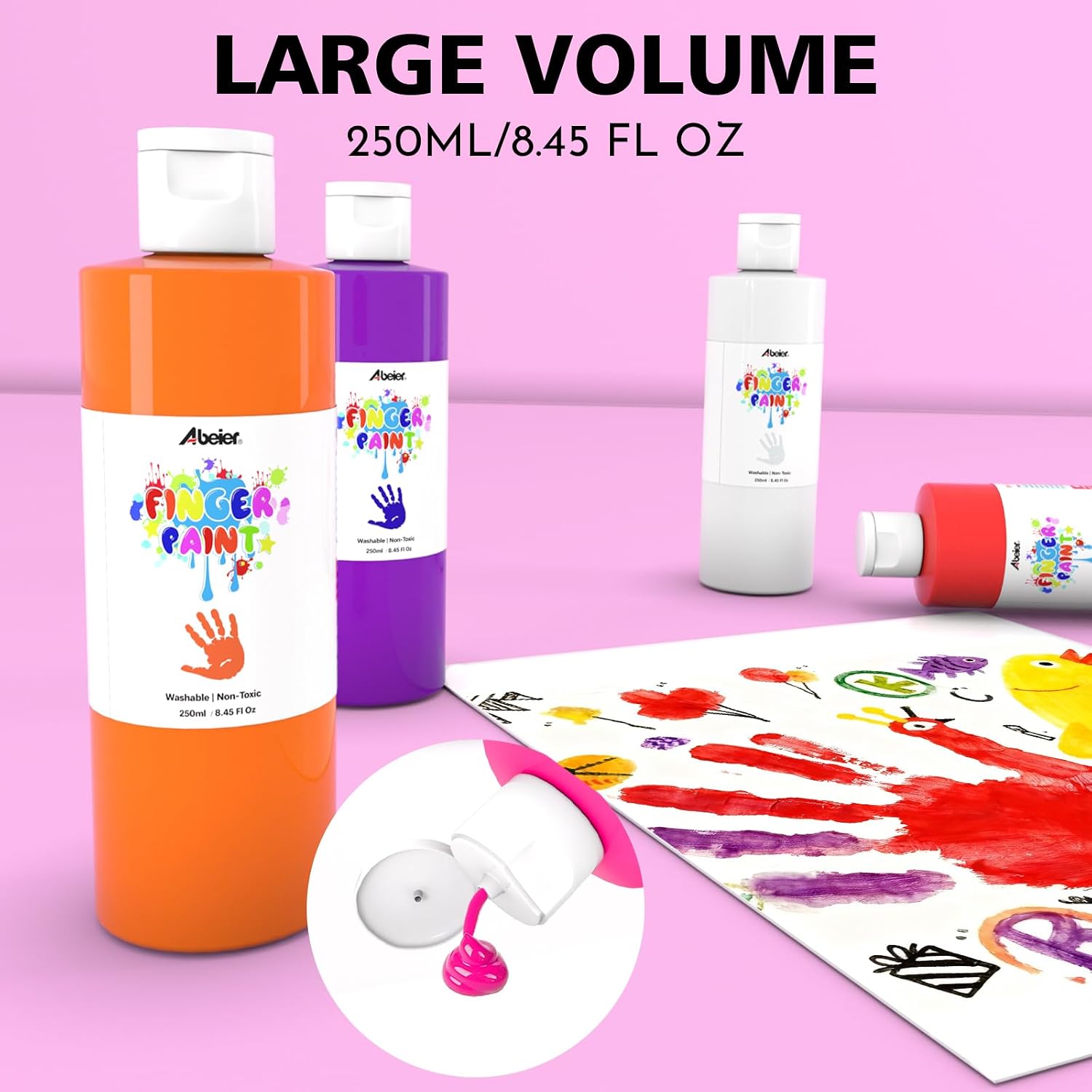 Thumbnail 2 de ABEIER Fingerfarben Kinder Ungiftig 12 × 250 ml – Waschbar, Abwaschbar, Für Kindergarten und Schule