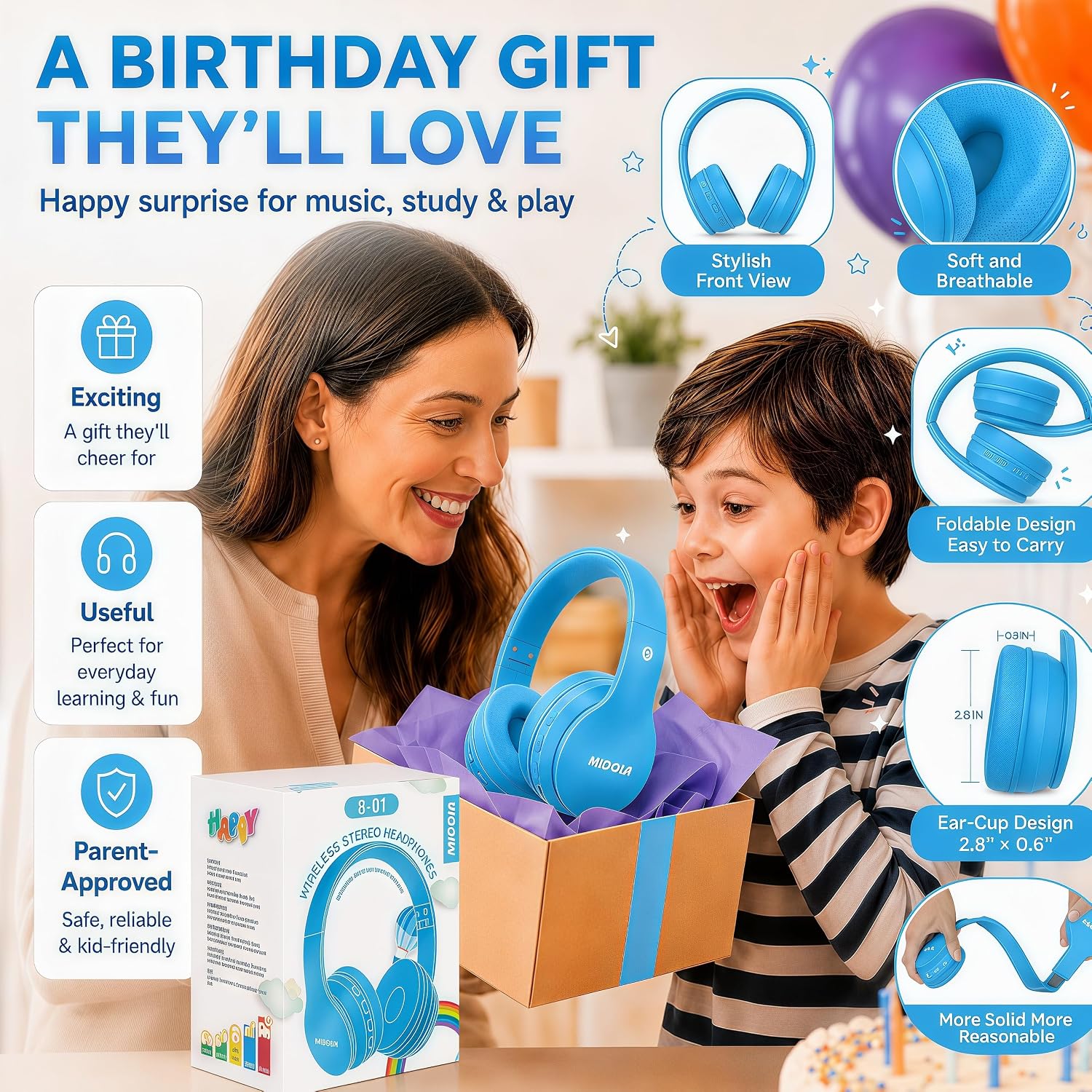 Detalle 2 de MIDOLA Kids Headphones 68H Playtime