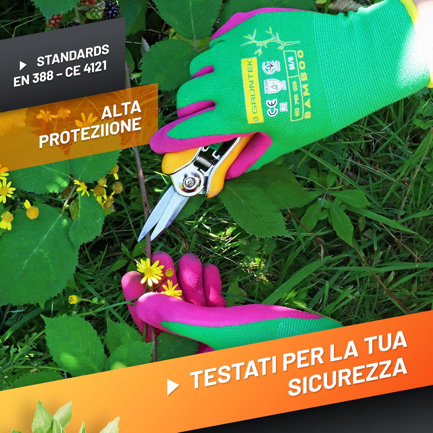 Thumbnail 3 de GRÜNTEK Guanti da Lavoro e Giardinaggio L/9 in bambù e lattice – 2 Paia, comodi e protettivi