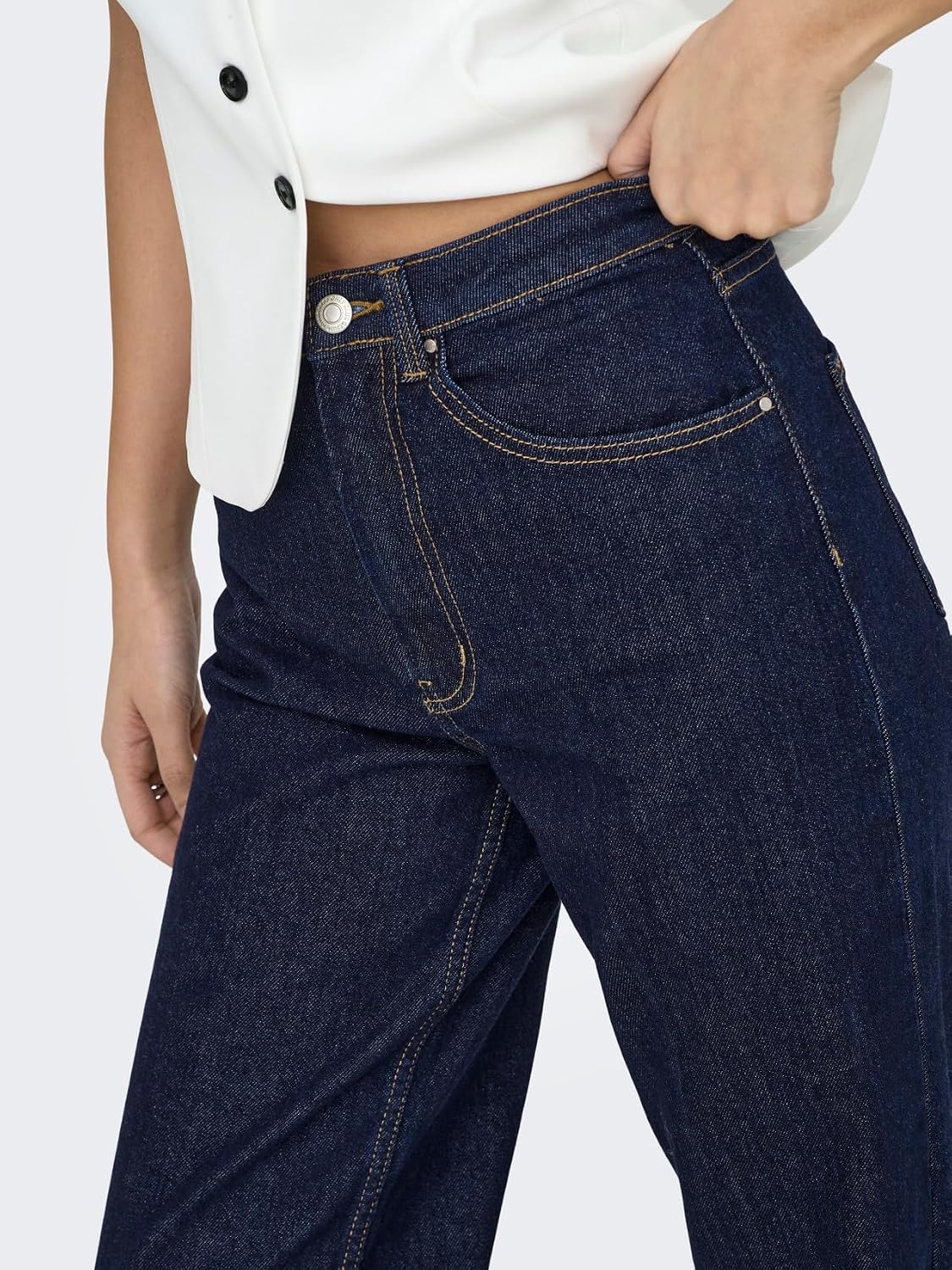 Detalle 2 de ONLY ONLJUICY Jeans wide-fit a vita alta con gamba ampia