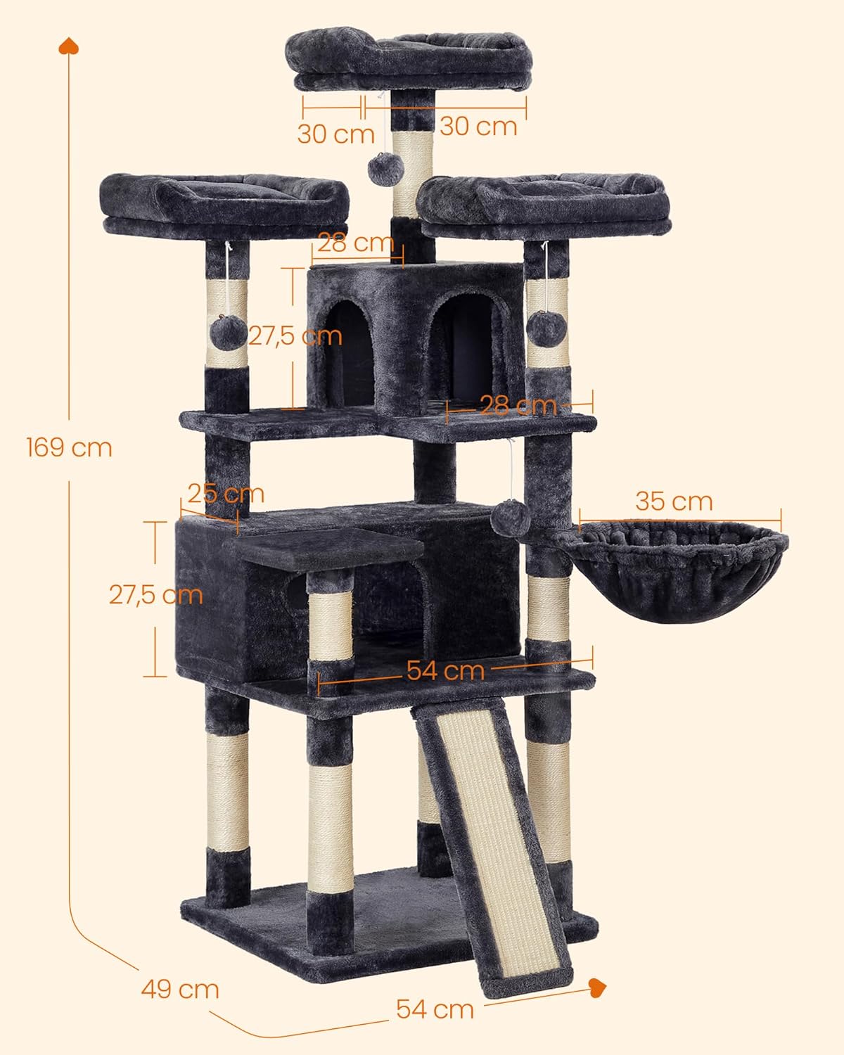 Thumbnail 6 de Feandrea Kratzbaum XXL 169 cm rauchgrau