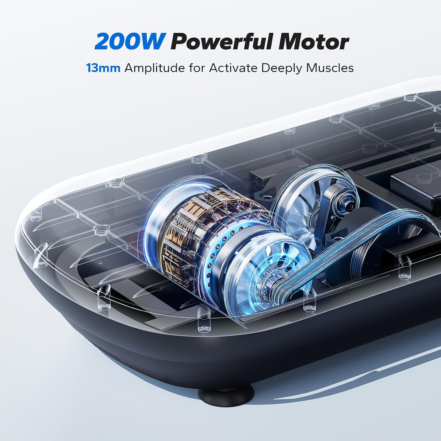 Detalle 1 de MERACH CV40 Curved Vibration Plate, 200W Motor, 13mm Amplitude, Bluetooth