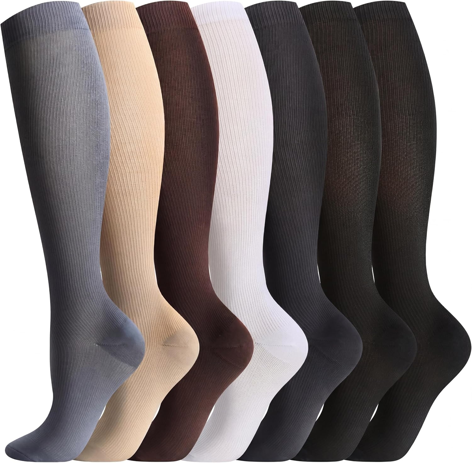 Thumbnail 6 de Odtmger 20-30mmHg Knee-High Compression Socks – 7 Pairs for Men and Women