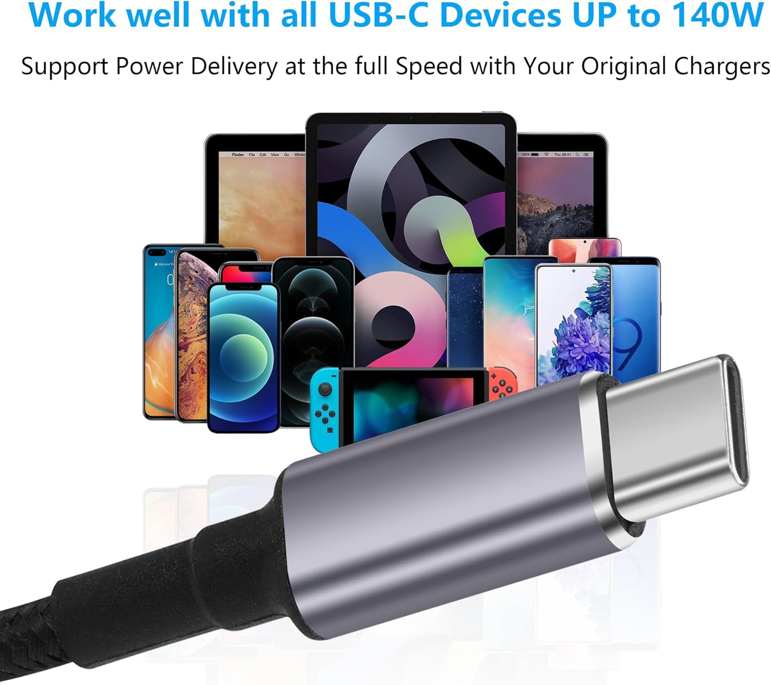Thumbnail 5 de SinLoon PD 140W DC5525 to USB-C Cable: PD Auto-ID 5.5mm x 2.5mm to Type C for Phones, Tablets and Laptops
