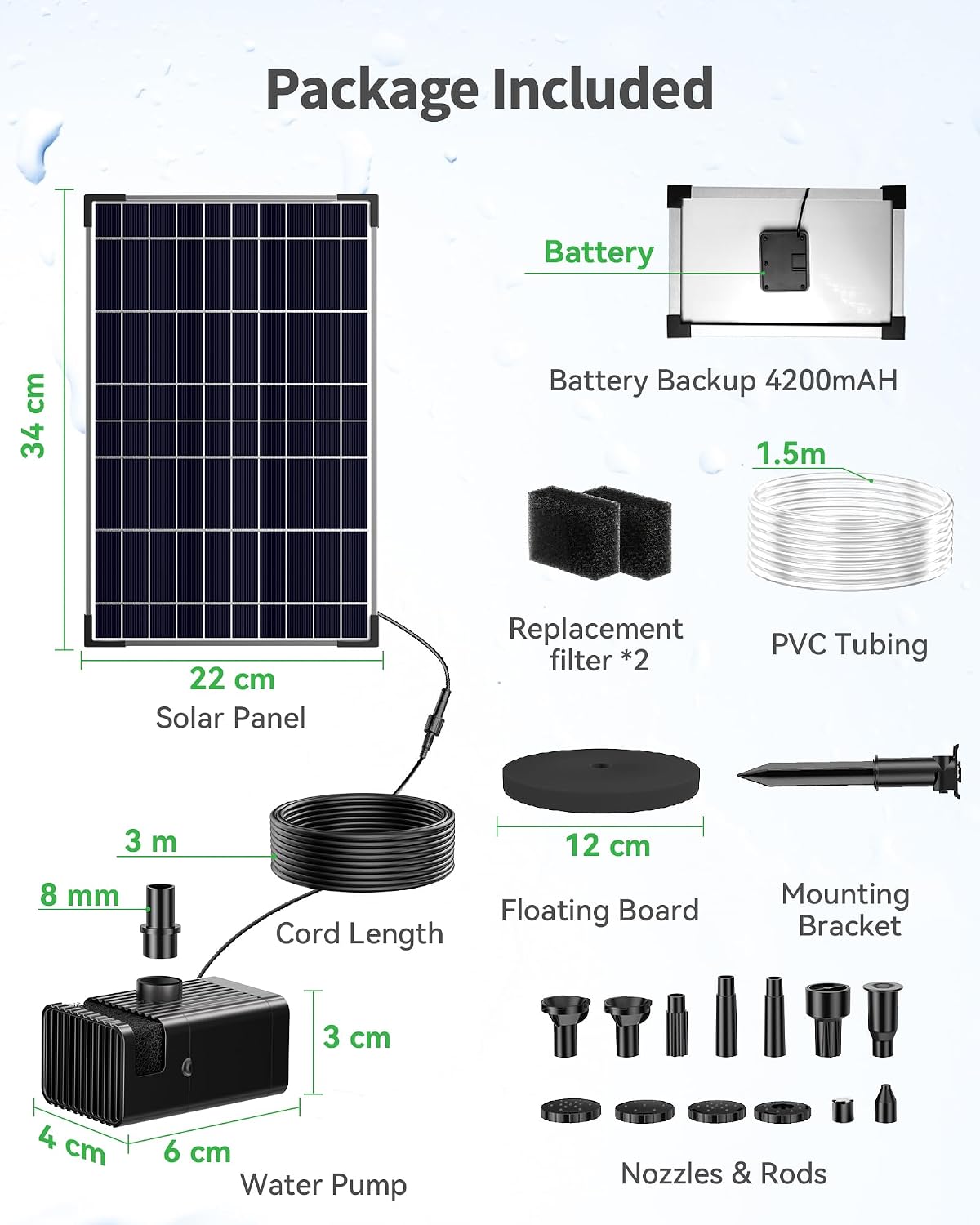 Thumbnail 5 de POPOSOAP 12W Solar Fountain Pump with 4200mAh Battery Backup