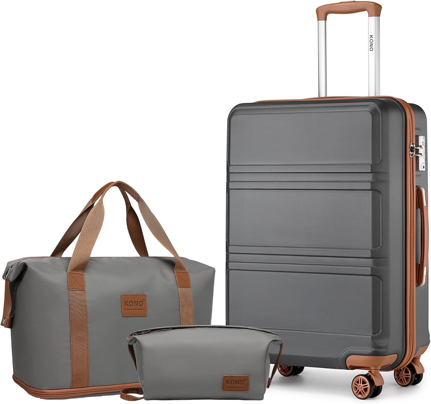 Thumbnail 3 de Kono Six-Piece Travel Luggage Set, Cream White, with Spinner Wheels and TSA Lock