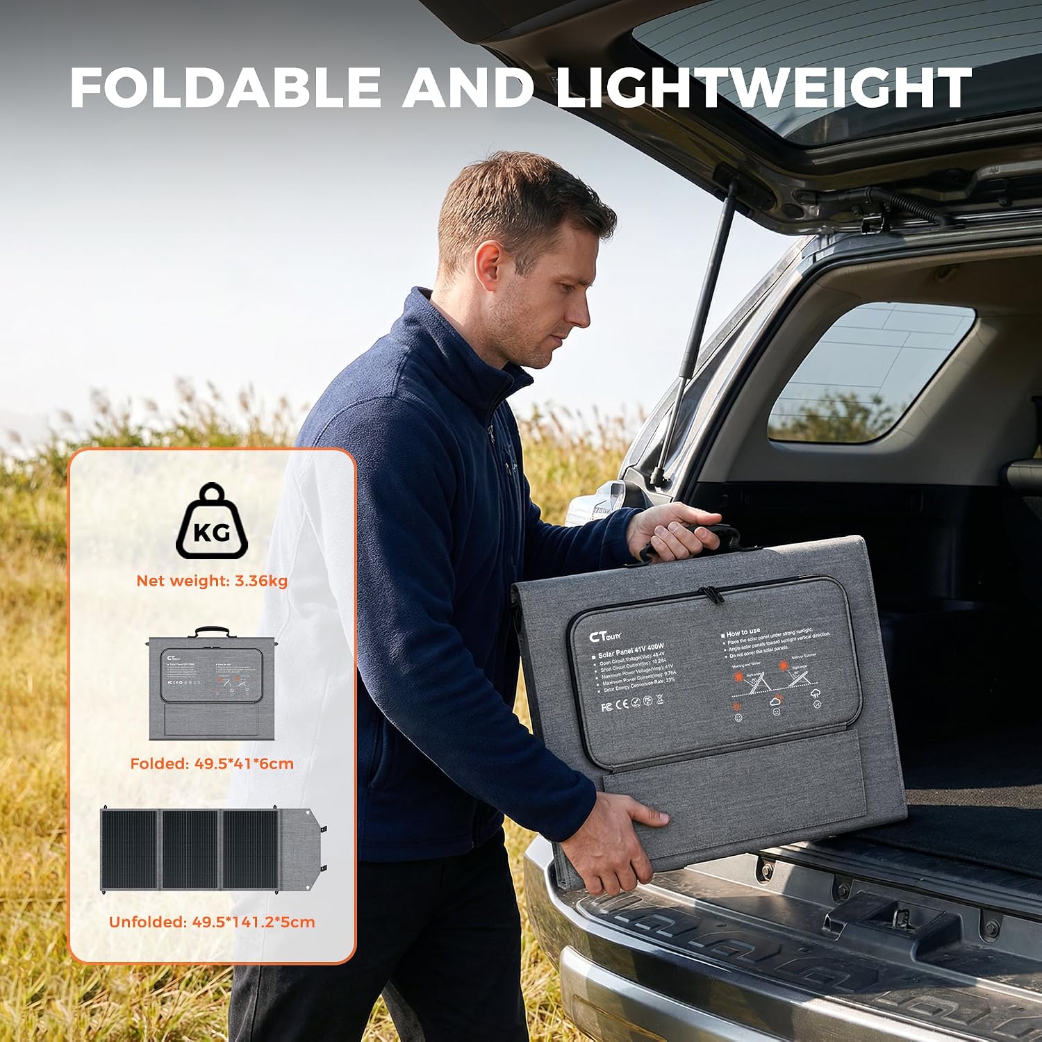 Detalle de CTOLITY 100W Portable Solar Panel