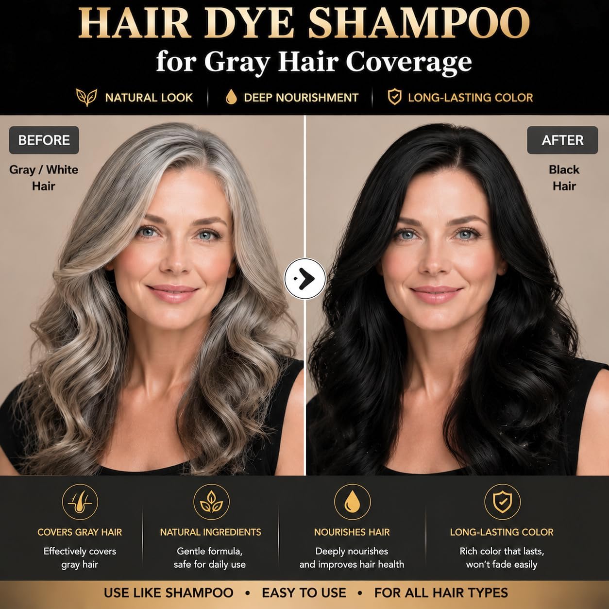 Thumbnail 4 de JELMOK 500ML Shampoo Colorante 5-in-1: copre i capelli bianchi in pochi minuti e ridà vitalità