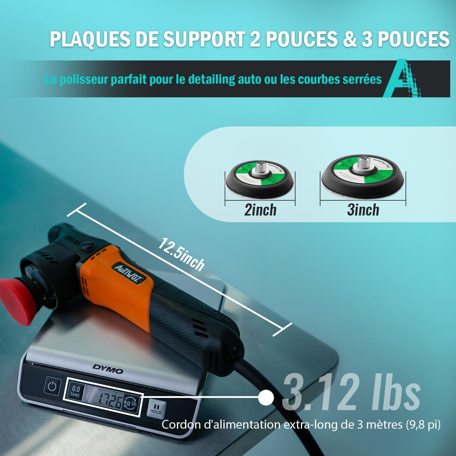 Detalle 2 de AUTIWOZ W02PO68-EU excentrische mini-polijstmachine 630 W, 50/75 mm