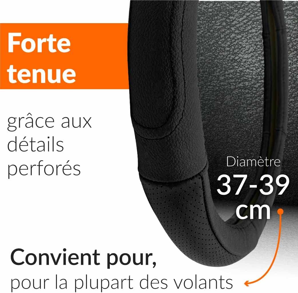 Thumbnail 5 de Upgrade4cars Couvre-volant cuir noir taille 37-39 cm