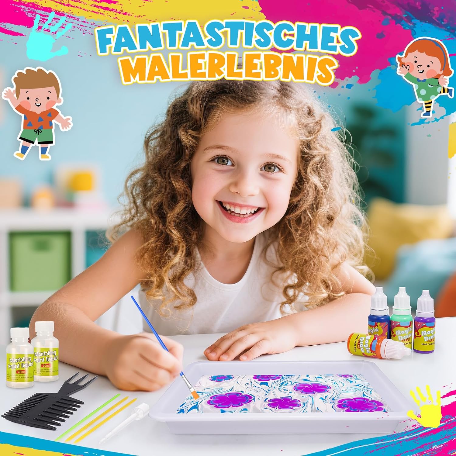 Detalle 2 de Hapikids Bastelset Marmorierfarbe 6 Jahre 🎨